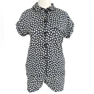 Madewell Daisy Print Front Button Pajama Shorts Set Navy/Yellow/White XXS/XS